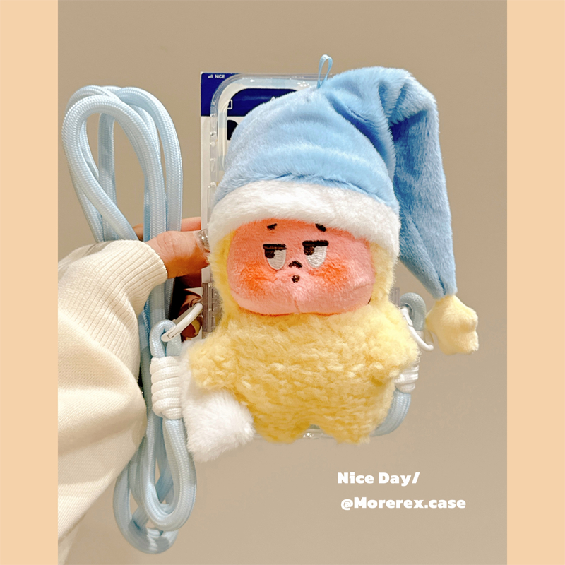MoreRex 卡通星星小人毛绒背夹挂绳适用苹果15手机壳iphone16promax新款14双层13防摔保护套16pro女款可斜挎