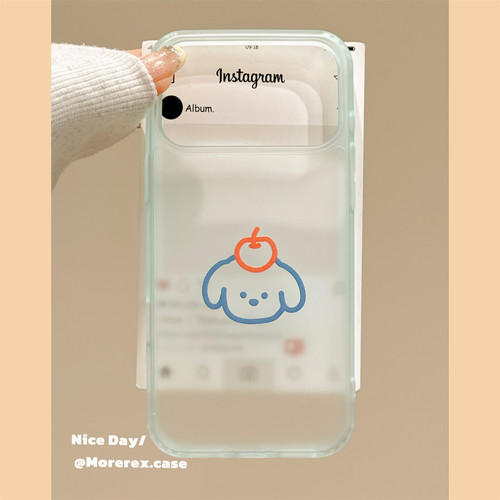 MoreRex ins风半透磨砂可爱小动物水果适用苹果17手机壳iphone16promax新款17pro全包14防摔保护套13女15超火