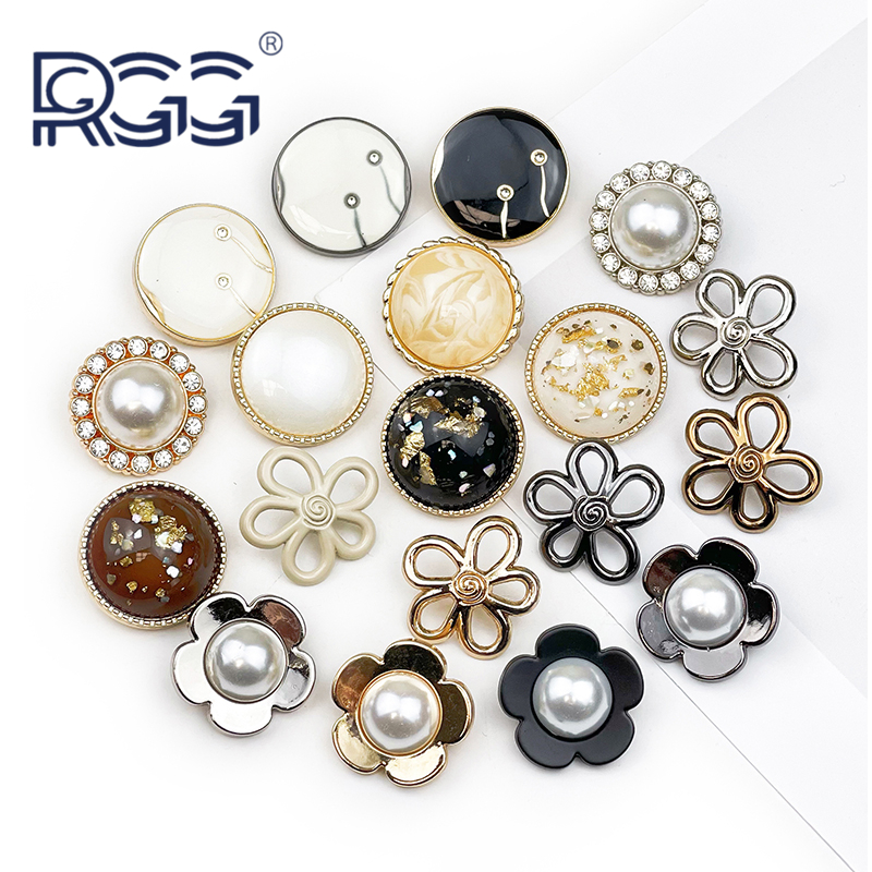 时尚女装金属纽扣小香风花朵镶钻珍珠扣子百搭上衣外套西服大衣扣