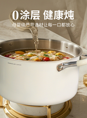 316L不锈钢汤锅无涂层蒸锅陶钢不粘锅家用电磁炉蒸煮通用炖锅煲汤