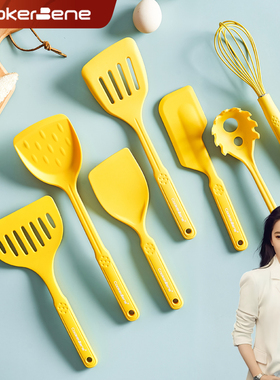 CookerBene不粘锅专用食品级硅胶锅铲家用油刷长小柄炒菜铲子汤勺