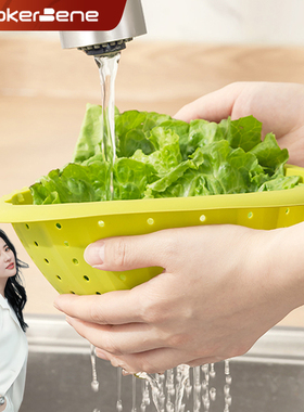 家用沥水篮洗菜篮厨房沥水篮子厨房洗菜挤酸菜可折叠式硅胶滤水碗