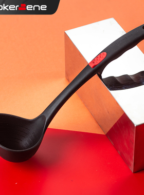 cookerbene食品级硅胶汤勺漏勺套装家用长柄大号炒勺木柄喝汤勺子