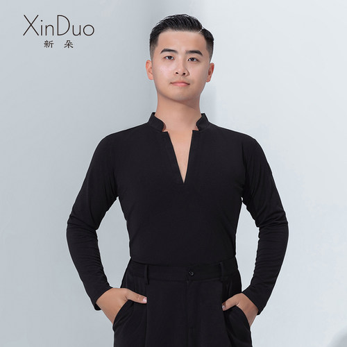 男士拉丁舞服上衣长袖跳舞练功服