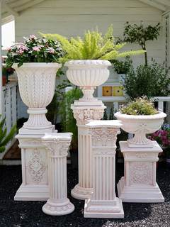 创意露台庭院摆件花园花盆布置罗马柱底座装饰户外欧式阳台花架