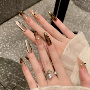 JohonGirls'/琴岛小嫚【重工咖金】高级豹纹法式金属猫眼手工穿戴