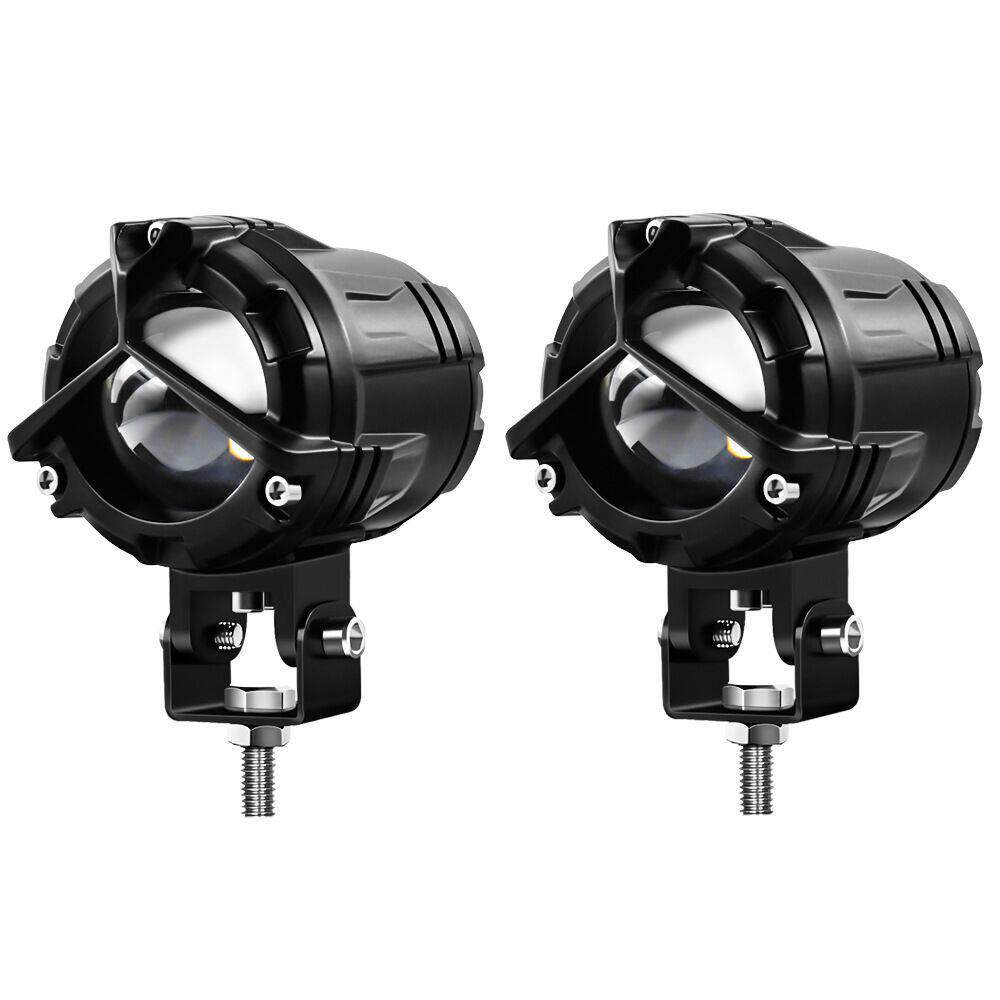 摩托车LED射灯 黄白光透镜防水超亮恶魔眼电动车改装外置前照灯