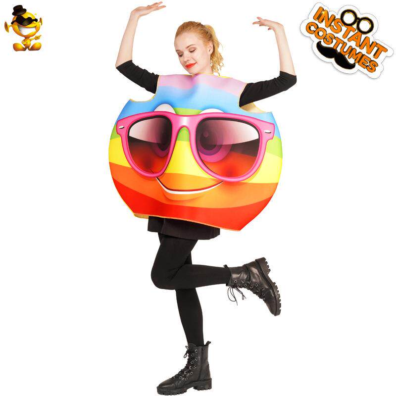 跨境供应 成人彩色搞怪脸演出服 万圣节化妆舞会表演服