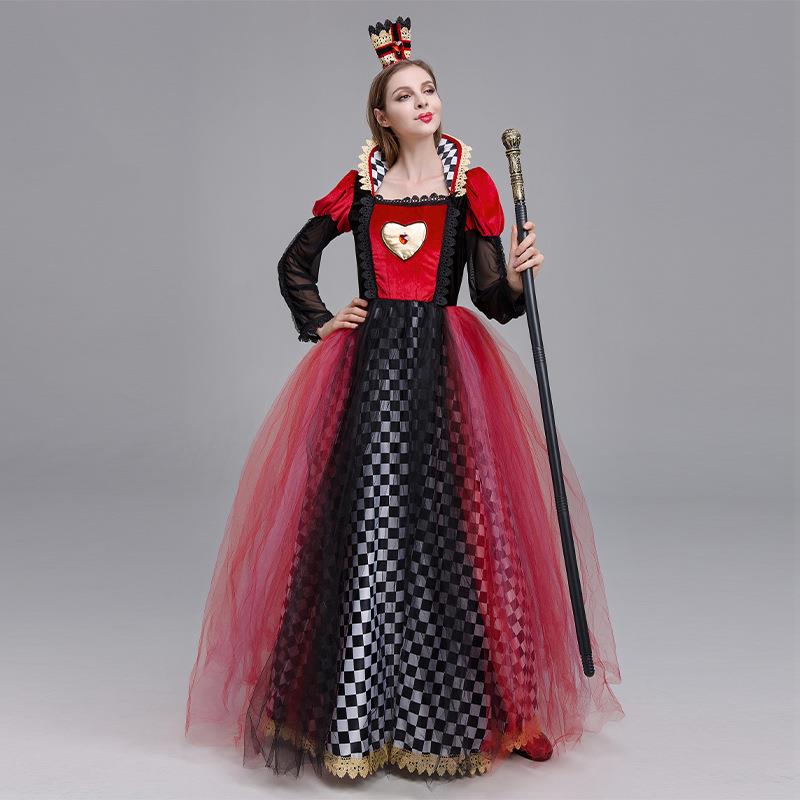2023新款万圣节服装演出服桃心女王爱丽丝梦游仙境红皇后cos服
