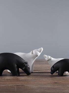 软装家居北欧风北极熊摆件客厅小