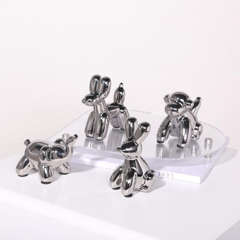 北欧轻奢电镀银色气球狗摆件家居客厅电视柜酒柜桌面装饰品小摆设