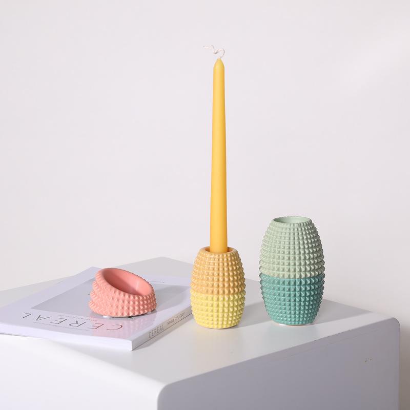 北欧彩色菠萝陶瓷蜡烛台浪漫烛光晚餐婚庆拍摄道具ins风装饰摆件