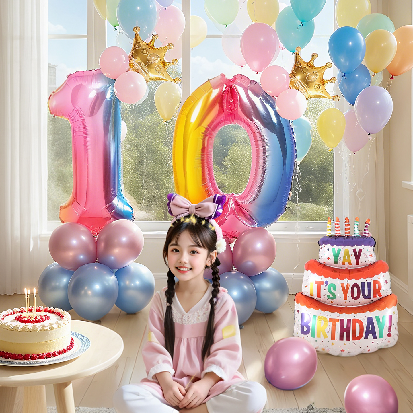 生日数字气球装饰皇冠男孩女孩