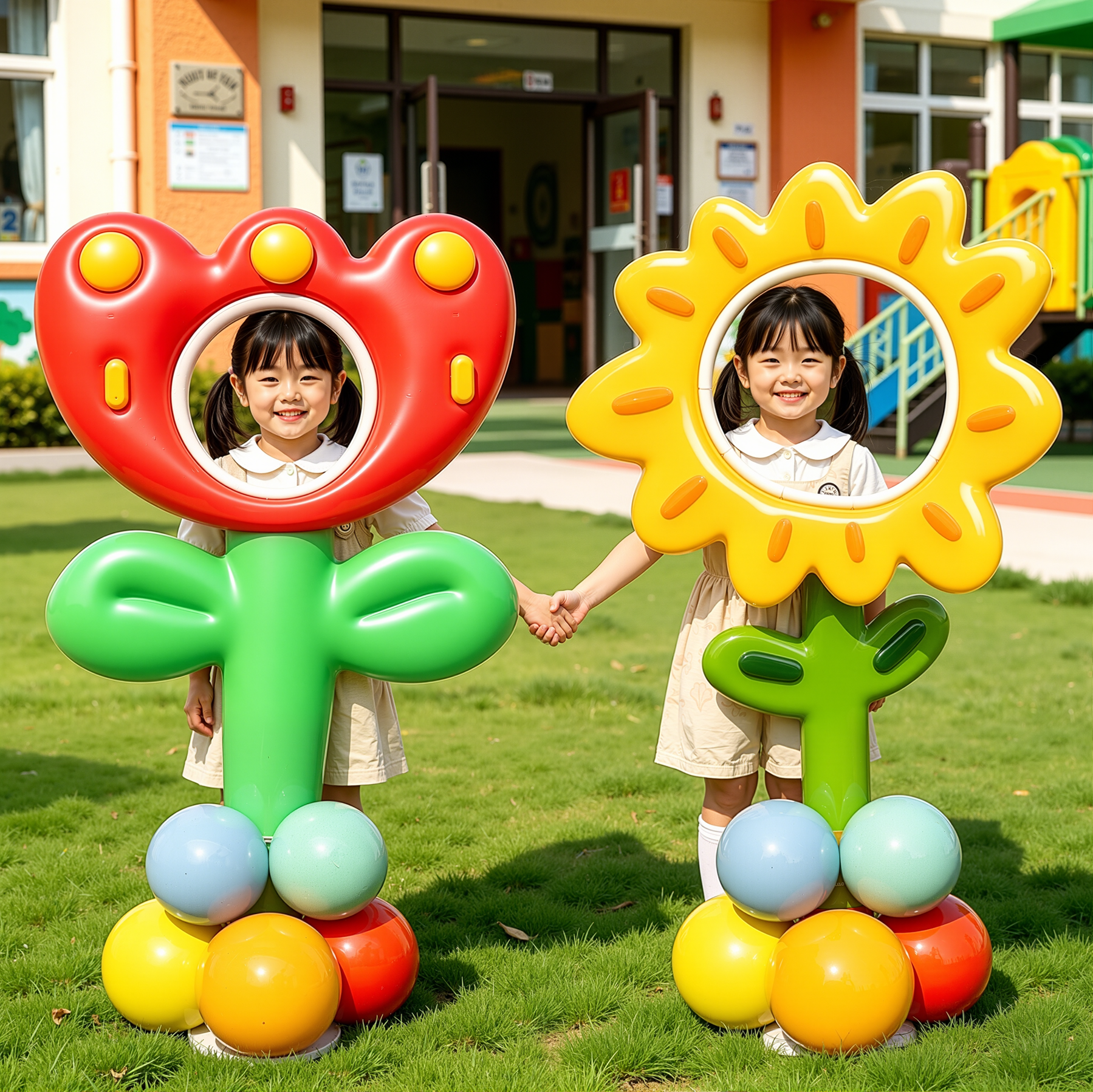 儿童节花朵造型装饰路牌彩色气球套装幼儿园六一活动氛围布置用品