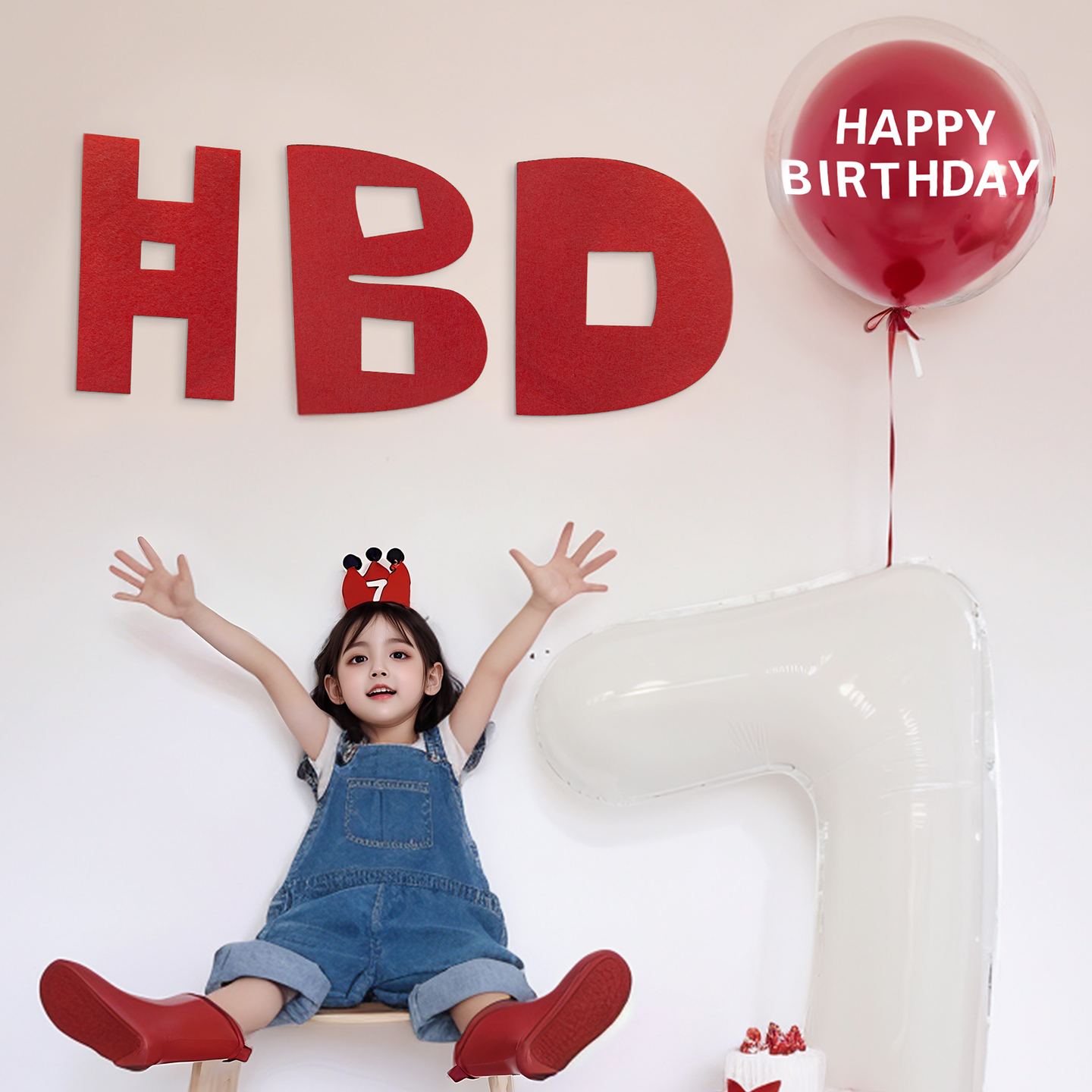 ins风红色HBD字母拍照背景墙