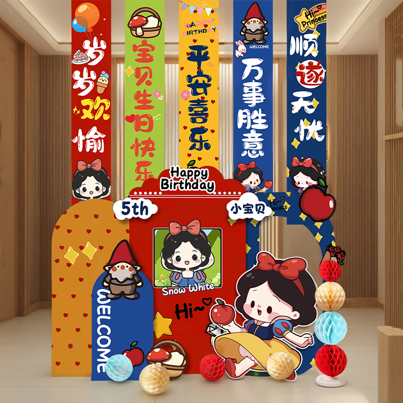白雪公主主题生日装饰背景墙