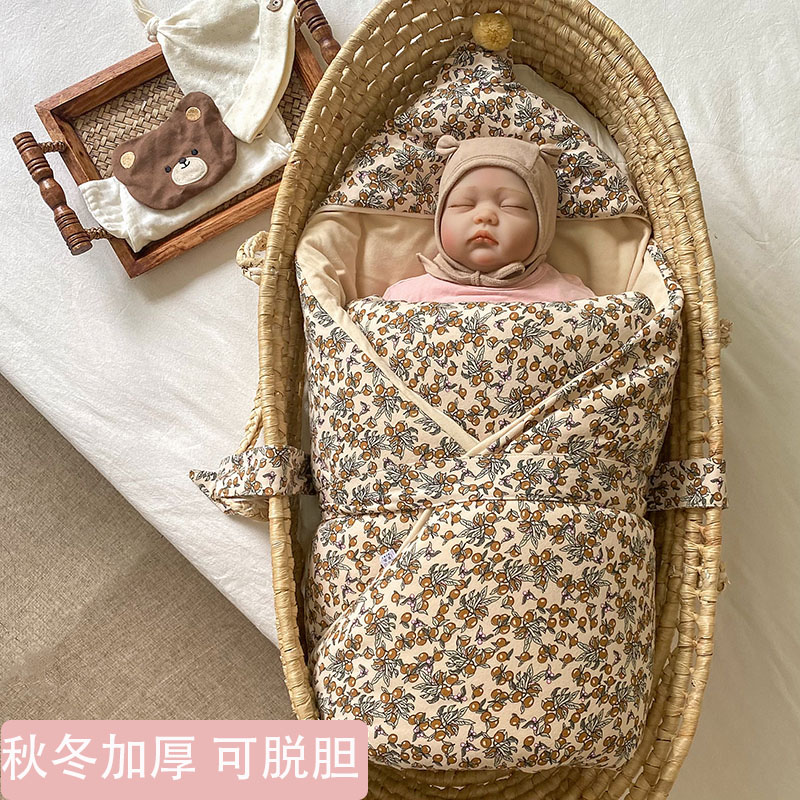 婴儿抱被春秋冬纯棉加厚款新生婴儿用品初生宝宝襁褓包被被子外出