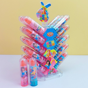 奥力童盟乐莎闪光口红糖混合水果味亮光唇膏造型糖果儿童糖果批发