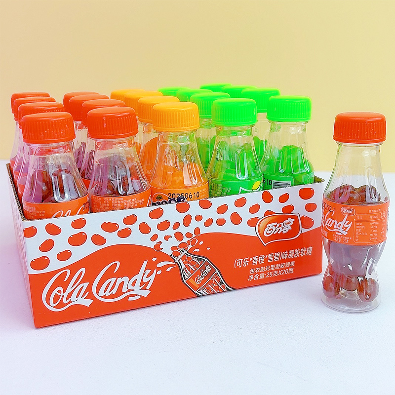 百分享可乐味凝胶软糖可乐瓶汽水糖果儿童回忆怀旧零食玩具糖批发