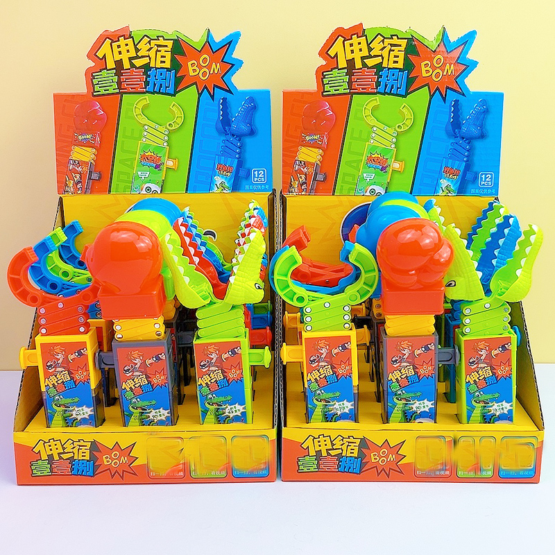 按压伸缩太空钳回弹夹取玩具果味跳跳糖儿童零食地摊玩具糖果批发