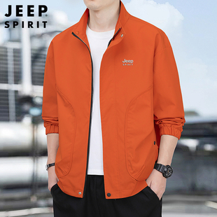 Jeep吉普2025新款中青年运动夹克男士春秋季薄款户外休闲立领上衣