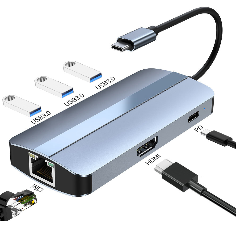 千兆网卡usb3.0hub适用于苹果华为电脑转换器扩展器type-c拓展坞