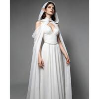 New European and American fairy-like chiffon cape, flowing off-the-shoulder cape, party performance outfit, Queen's hooded cape thumbnail 2