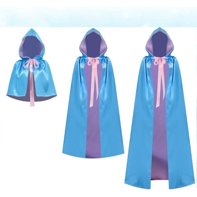 万圣节斗篷公主皇后仙女教母服装尖帽粉蓝色披风搭配粉色蝴蝶结袍
