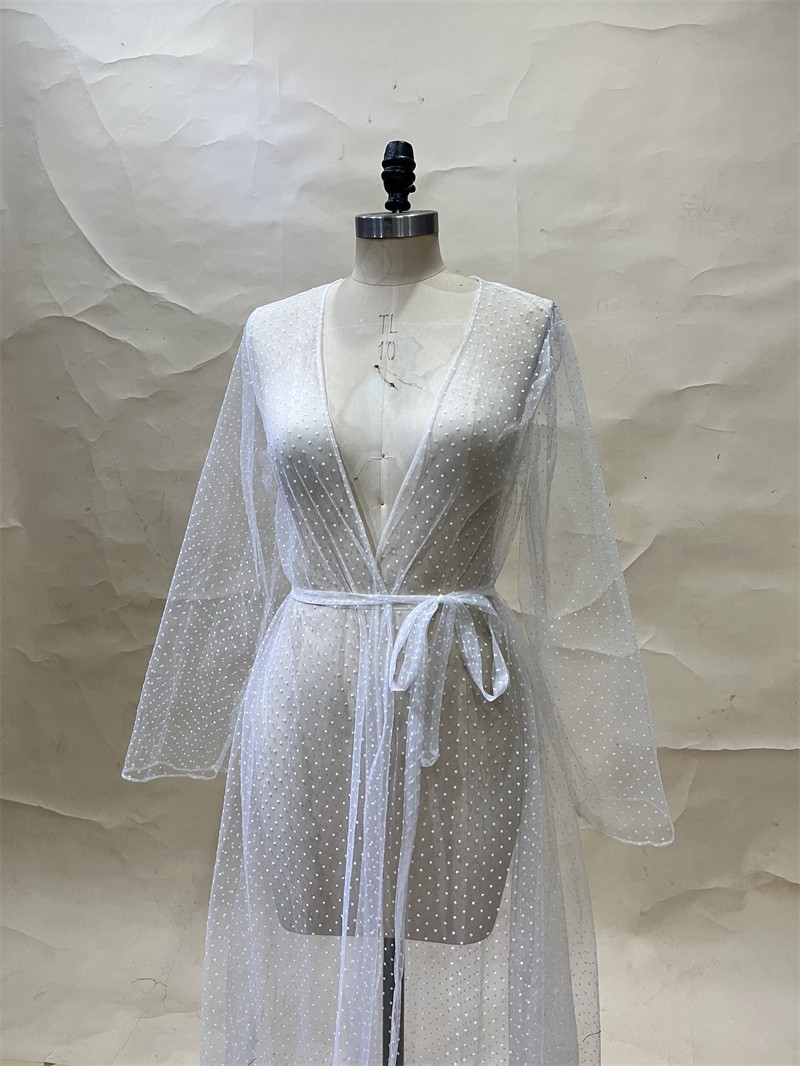 修身型网纱珍珠礼服外搭披风外套