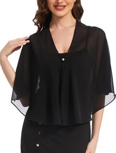 外套夏季 透明飘逸短款 外出防晒披肩礼服外搭上衣 纯色雪纺开衫 女式