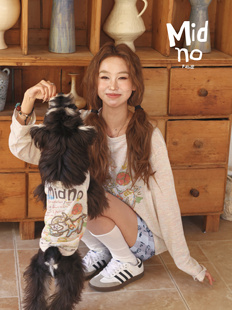 Midno宠物狗狗衣服人宠亲子装休闲美卡雪纳瑞马尔涂鸦彩虹长袖