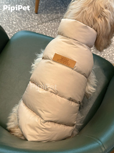 PipiPet秋冬新款双面白鸭绒羽绒服防风美卡棕色可爱童趣保暖