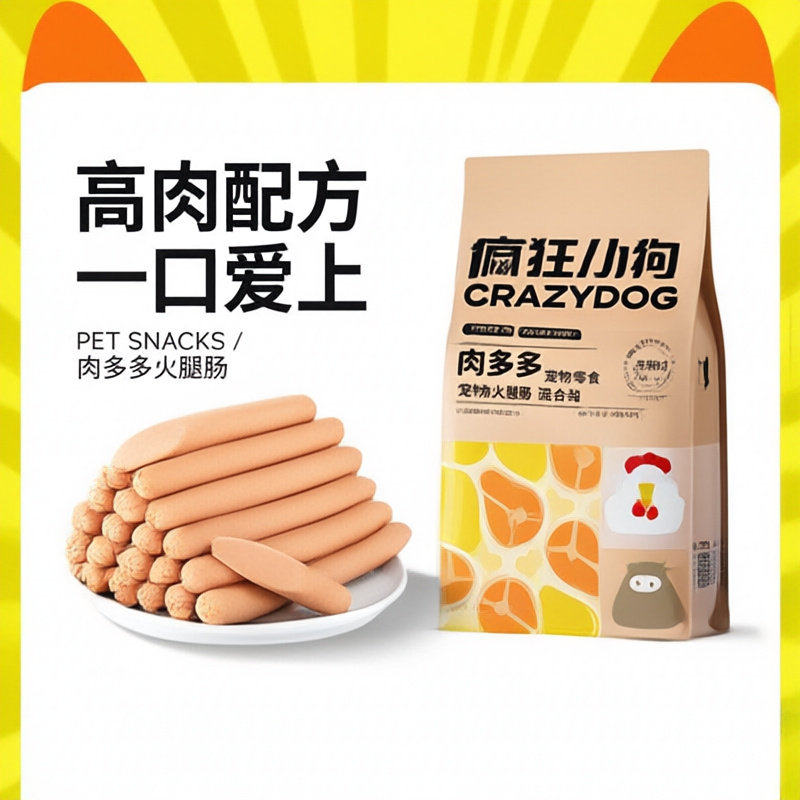 疯狂小狗狗火腿肠900g泰迪金毛小型犬幼犬香肠低盐补钙宠物零食