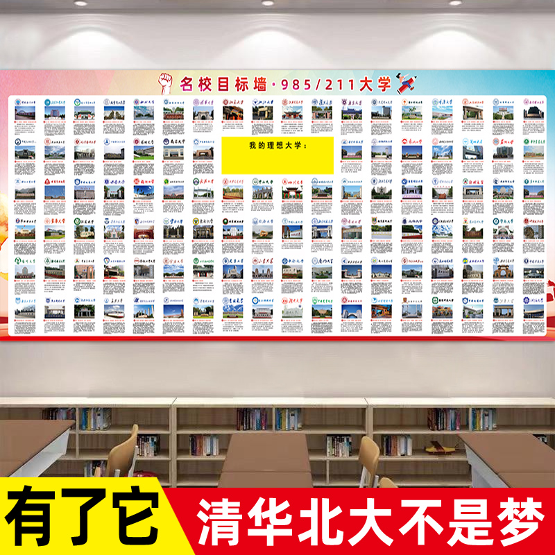 丝乐爽卧室教室名校目标墙贴
