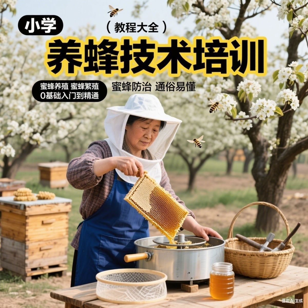 养蜂技术教程蜜蜂养殖大全蜂王中蜂饲养学习入门视频教程