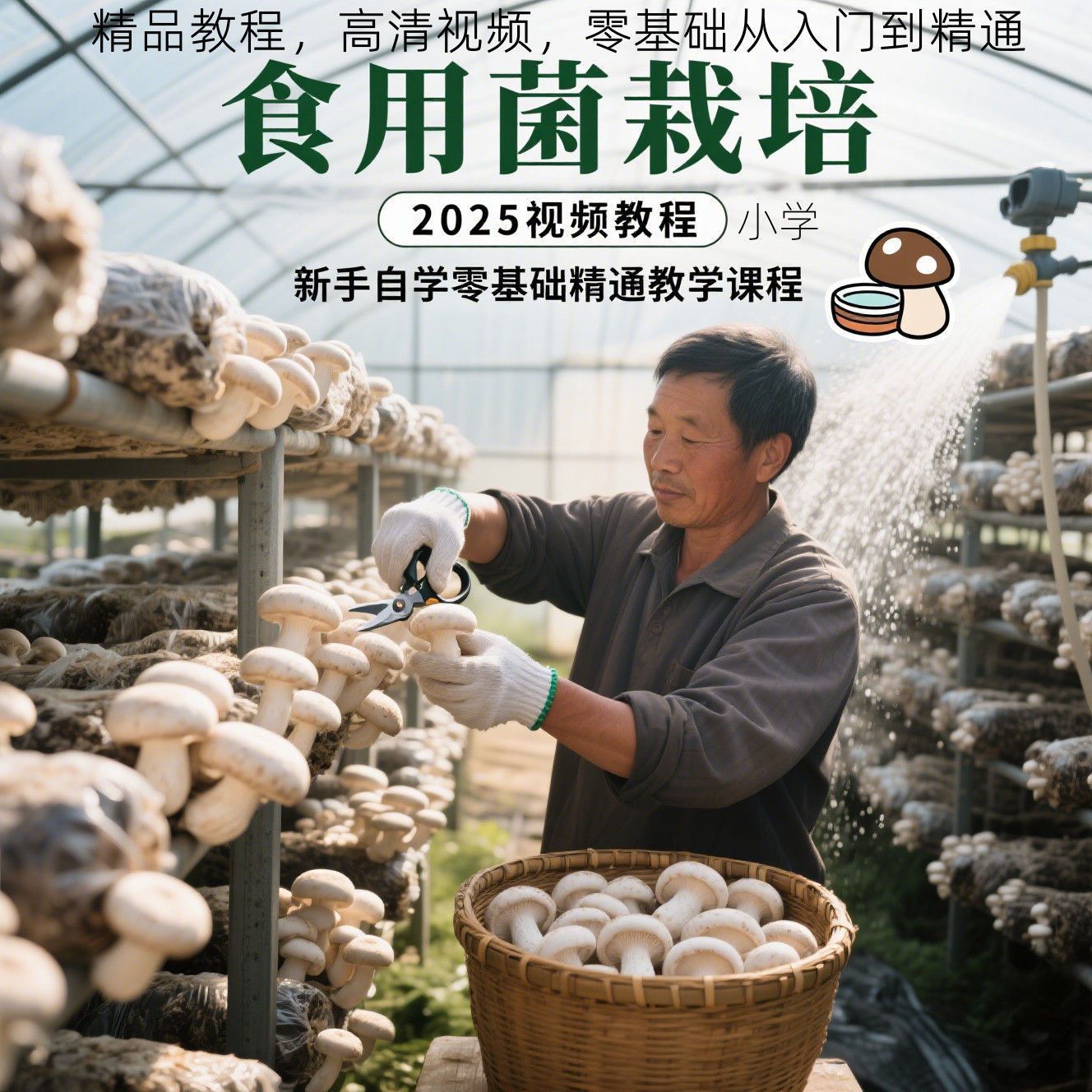 【食用菌栽培】2025视频教程新手自学零基础精通教学课程