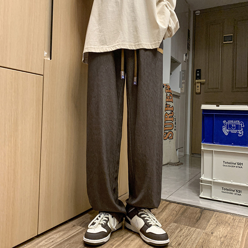 빈티지 바지 루즈 BF 게으른 스타일 캐주얼 바지 남성 올드스쿨 디자인 와이드 레그 팬츠