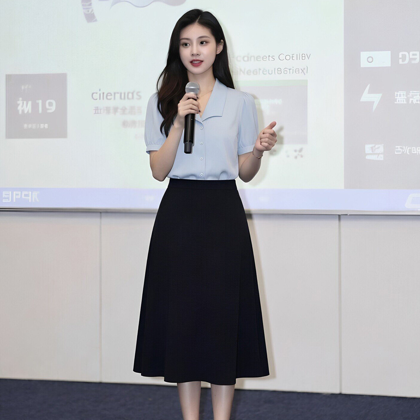 短袖职业衬衫女夏薄款教师穿搭工作服正式场合面试正装泡泡袖衬衫