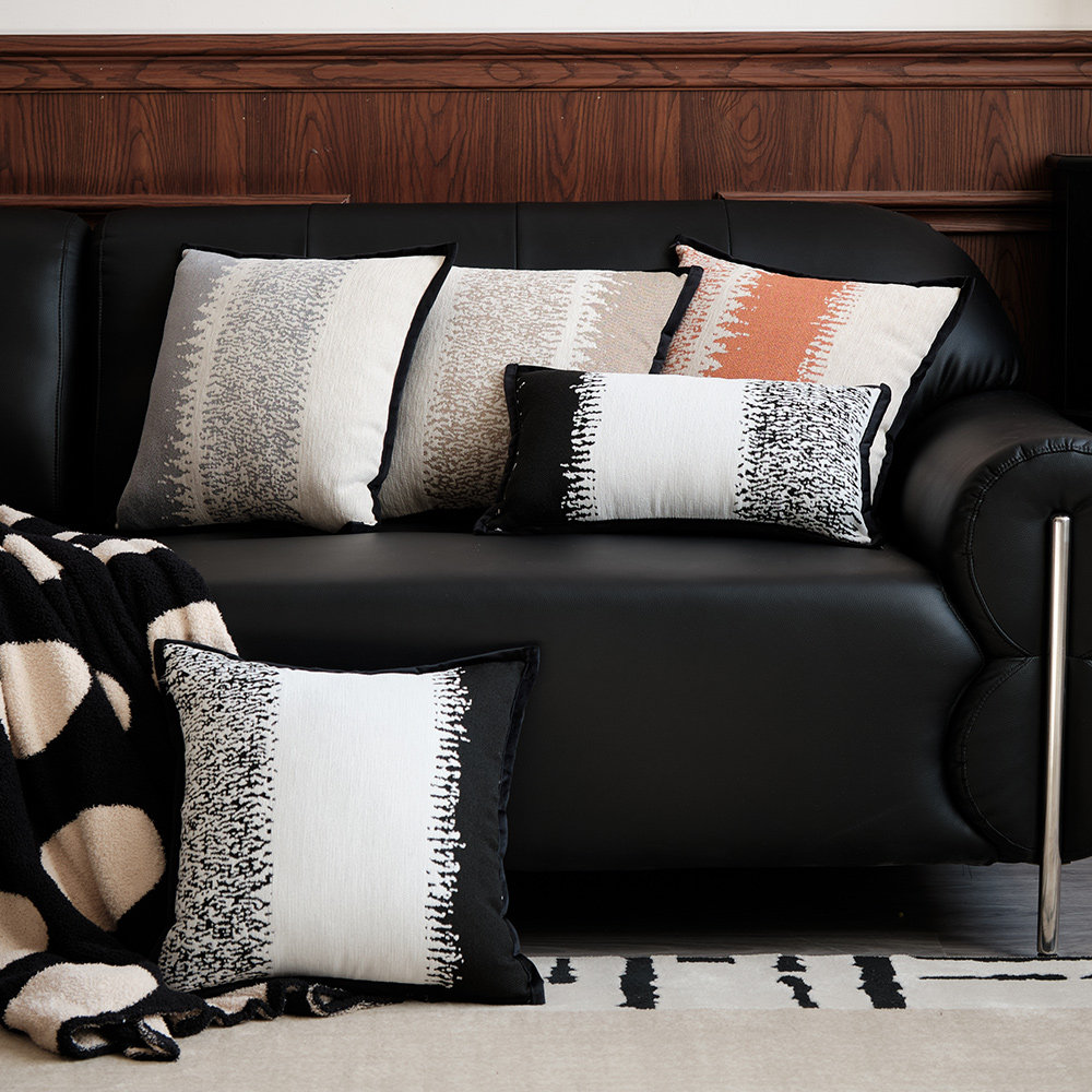 轻奢法式条纹抱枕高级感沙发客厅北欧靠枕床头雪尼尔提花复古靠垫