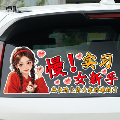 慢实习女新手成长路上给大家添麻烦了趣味后挡风玻璃反光车贴