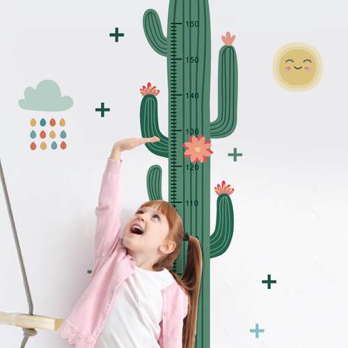 仙人掌身高墙贴儿童房墙面装饰宝宝身高测量仪尺家用卡通身高贴纸