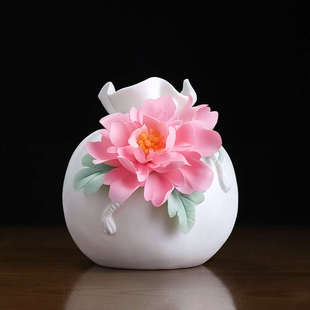 东方泥土《代代有福》陶瓷手工花瓶摆件办公室书房茶室桌面小花器