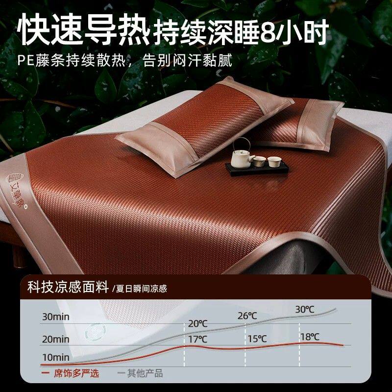 夏季高端凉席竹席2026新款pe藤席a类母婴级1.8m空调软席子可水洗