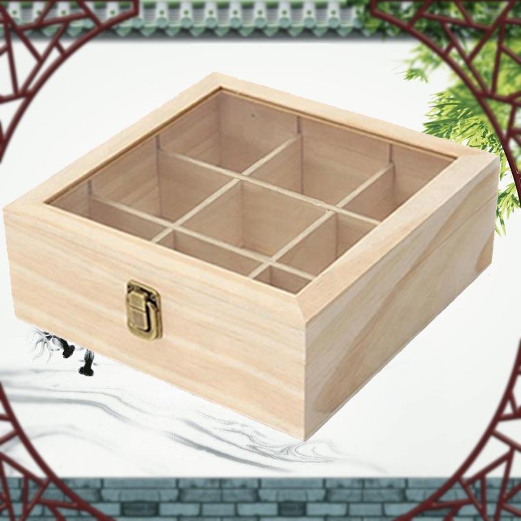 精油木盒多格收纳木盒实木盒包装定制透明盖子木盒礼品盒包装