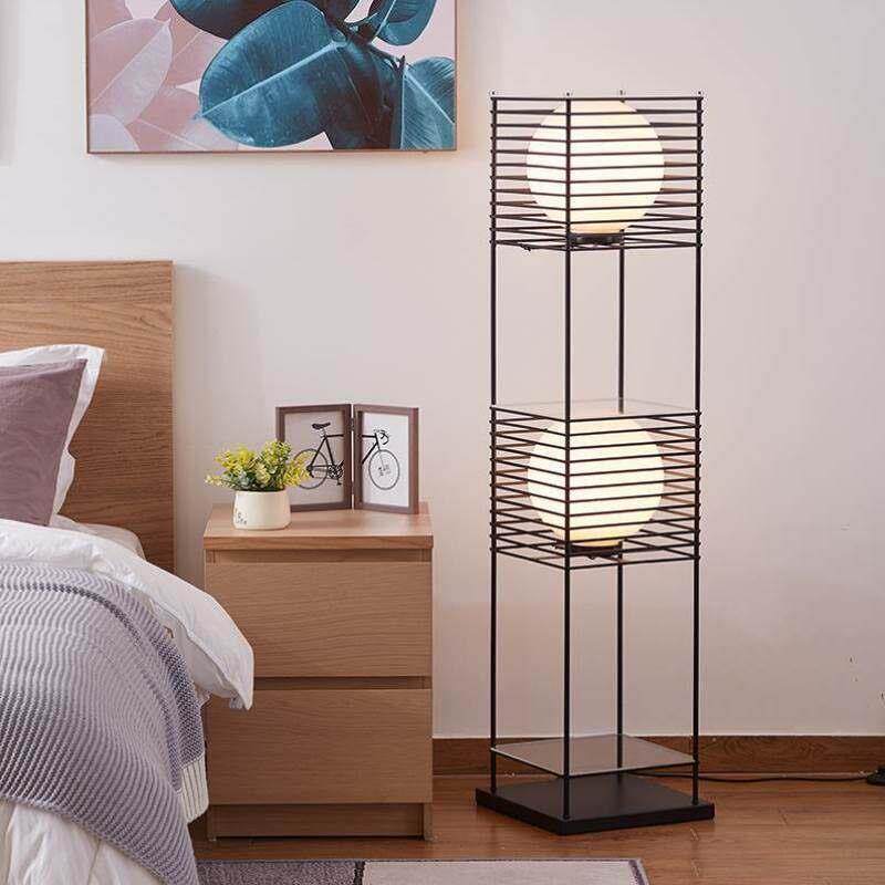 新中式落地灯客厅 遥控智能宅寂风沙发旁边卧室床头装饰带置物架