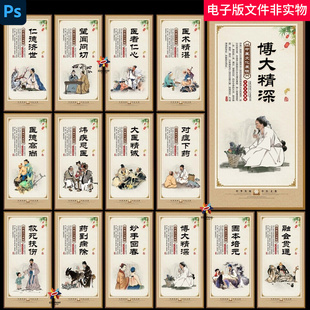 中医院文化医院健康宣导中医形象墙传统中医文化中医药文化素材PS