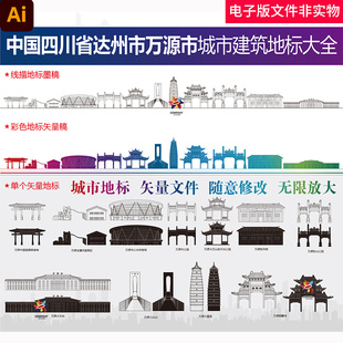 万源地标万源文明城市中国四川省达州市万源市城市建筑地标素材图