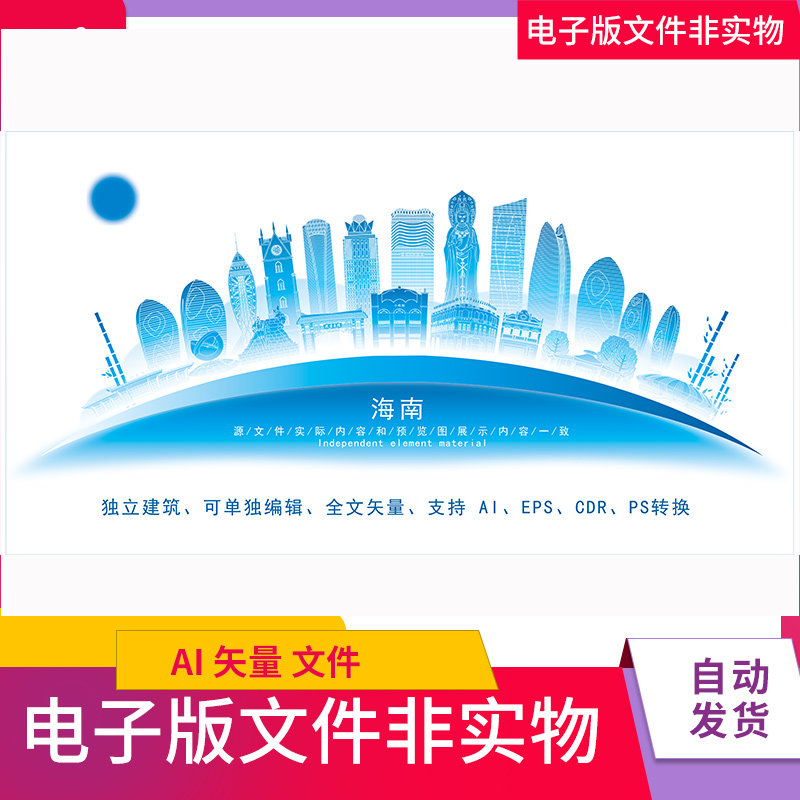 海南元素海南剪影海南印象海南会议背景海南地标建筑海南城市剪影