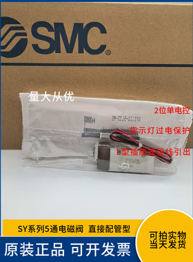 SMC电磁阀SY3120/3220/3320电压24V5通过电保护2位单电控RC螺纹