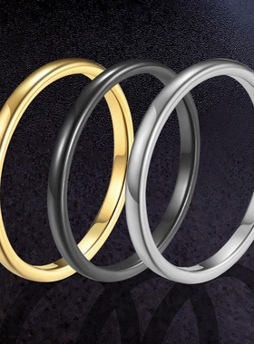 黑色钨金食指戒指男士ins潮流个性男生韩版简约单身戒子指环钨钢